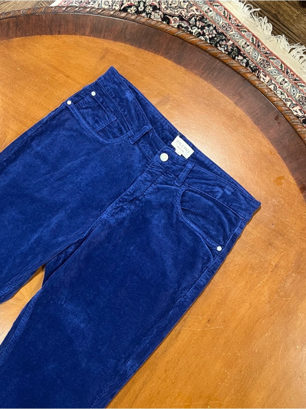 Anthropologie x Pilcro The Yaya Mid-Rise Corduroy Crop Flare Jeans Blue 31 - Picture 6 of 16